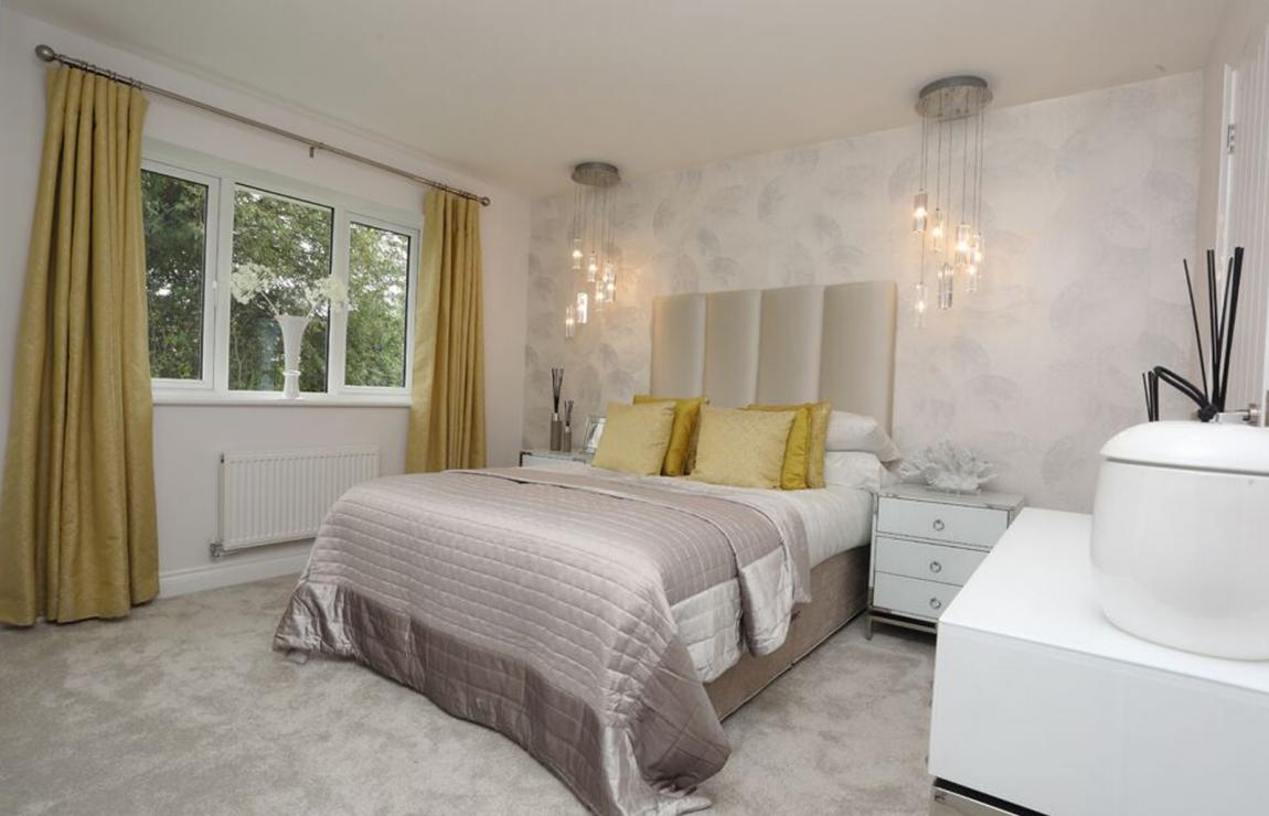 A new build bedroom inside an Eccleston homes development