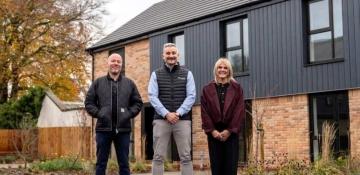 Paul Fellowes, Jack Seddon and Joanne Parr on site in Warrington
