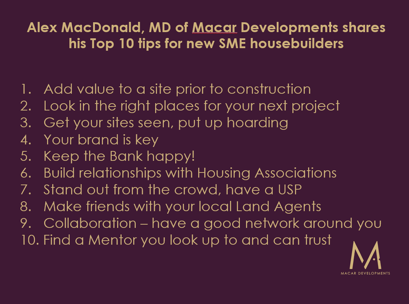 Macars Top Tips